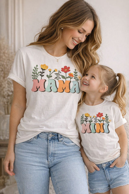Mama & Mini Matching Floral Shirts | Cute Mommy & Me Outfit | Retro Boho Family Tee Set